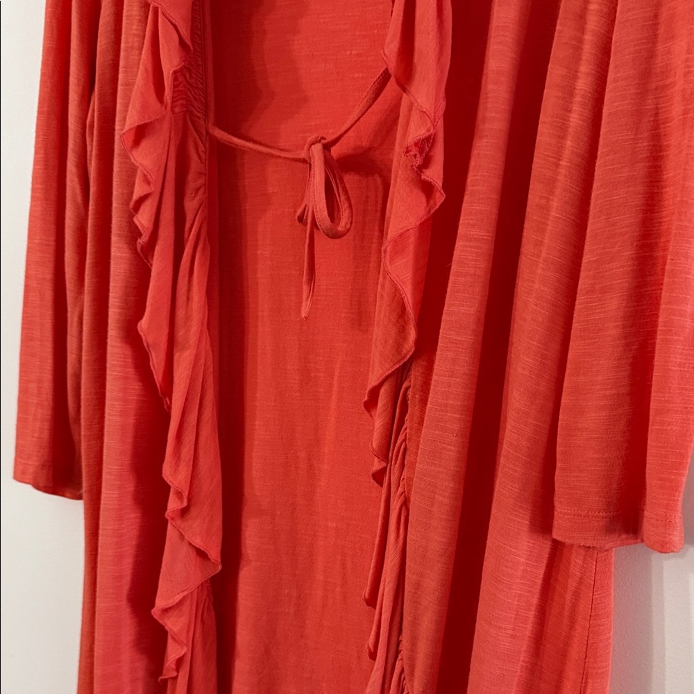 Coral Ruffled Duster-Rayon - Picture 3 of 4